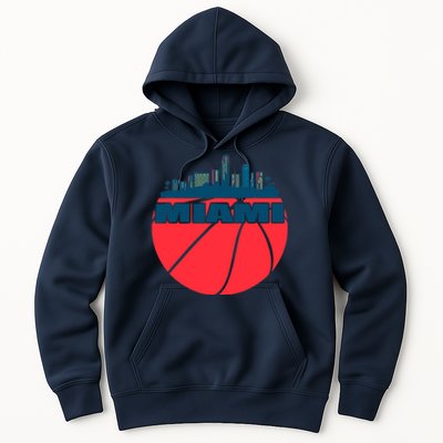 Miami Florida Cityscape Retro Basketball For Fans Hoodie