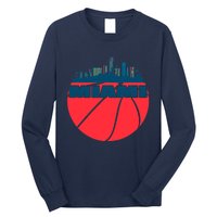 Miami Florida Cityscape Retro Basketball For Fans Long Sleeve Shirt