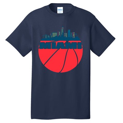 Miami Florida Cityscape Retro Basketball For Fans Tall T-Shirt