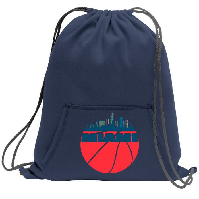 Miami Florida Cityscape Retro Basketball For Fans Sweatshirt Cinch Pack Bag