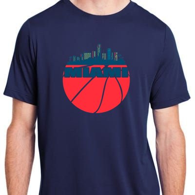 Miami Florida Cityscape Retro Basketball For Fans Adult ChromaSoft Performance T-Shirt