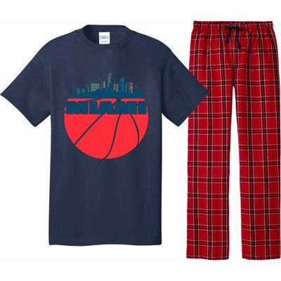 Miami Florida Cityscape Retro Basketball For Fans Pajama Set