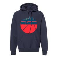 Miami Florida Cityscape Retro Basketball For Fans Premium Hoodie