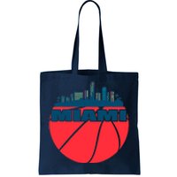 Miami Florida Cityscape Retro Basketball For Fans Tote Bag