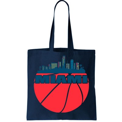 Miami Florida Cityscape Retro Basketball For Fans Tote Bag