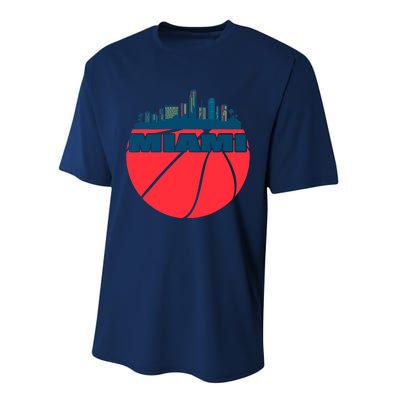 Miami Florida Cityscape Retro Basketball For Fans Performance Sprint T-Shirt