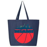 Miami Florida Cityscape Retro Basketball For Fans 25L Jumbo Tote