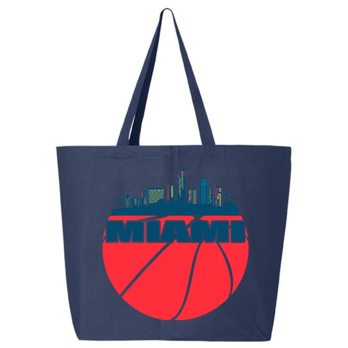 Miami Florida Cityscape Retro Basketball For Fans 25L Jumbo Tote