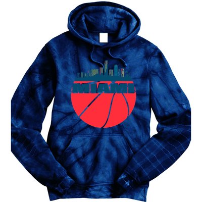 Miami Florida Cityscape Retro Basketball For Fans Tie Dye Hoodie