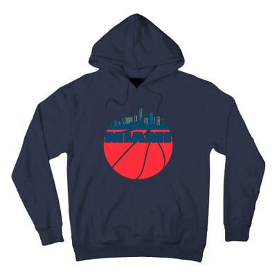 Miami Florida Cityscape Retro Basketball For Fans Tall Hoodie