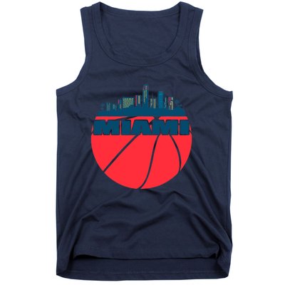 Miami Florida Cityscape Retro Basketball For Fans Tank Top