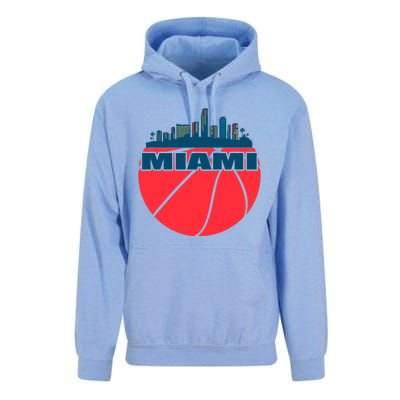 Miami Florida Cityscape Retro Basketball For Fans Unisex Surf Hoodie