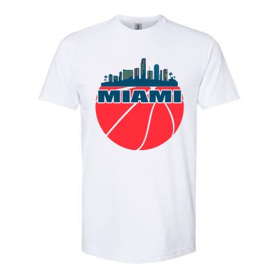 Miami Florida Cityscape Retro Basketball For Fans Softstyle CVC T-Shirt