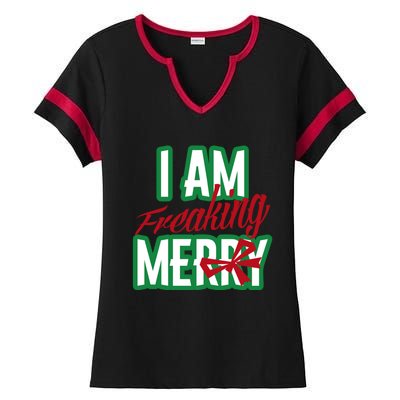 Matching Family Christmas Funny Costume I Am Freaking Merry Gift Ladies Halftime Notch Neck Tee