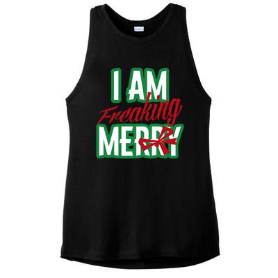 Matching Family Christmas Funny Costume I Am Freaking Merry Gift Ladies PosiCharge Tri-Blend Wicking Tank