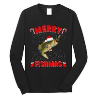 Merry Fishmas Christmas Bass Fishing Xmas Fishing Pajama Long Sleeve Shirt