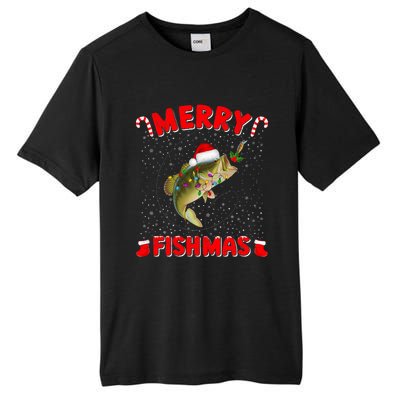 Merry Fishmas Christmas Bass Fishing Xmas Fishing Pajama Tall Fusion ChromaSoft Performance T-Shirt