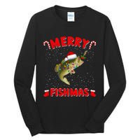 Merry Fishmas Christmas Bass Fishing Xmas Fishing Pajama Tall Long Sleeve T-Shirt