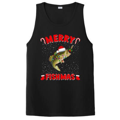 Merry Fishmas Christmas Bass Fishing Xmas Fishing Pajama PosiCharge Competitor Tank