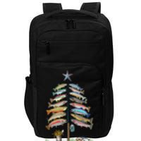 Merry Fishmas Christmas Fish Tree Xmas Lights Fishing Rod Impact Tech Backpack