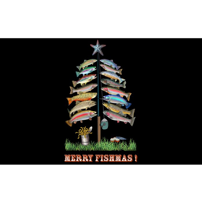 Merry Fishmas Christmas Fish Tree Xmas Lights Fishing Rod Bumper Sticker