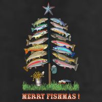 Merry Fishmas Christmas Fish Tree Xmas Lights Fishing Rod 11oz C Handle Ceramic Mug