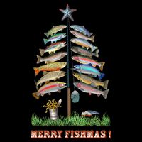 Merry Fishmas Christmas Fish Tree Xmas Lights Fishing Rod 16 in Basic Backpack