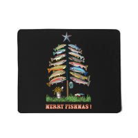 Merry Fishmas Christmas Fish Tree Xmas Lights Fishing Rod Mousepad