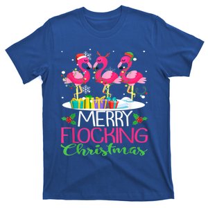 Merry Flocking Christmas Reindeer Santa Elf Flamingo Xmas Gift T-Shirt