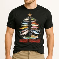 Merry Fishmas Christmas Tree Fish Funny Fishing Cooling Performance Crew T-Shirt