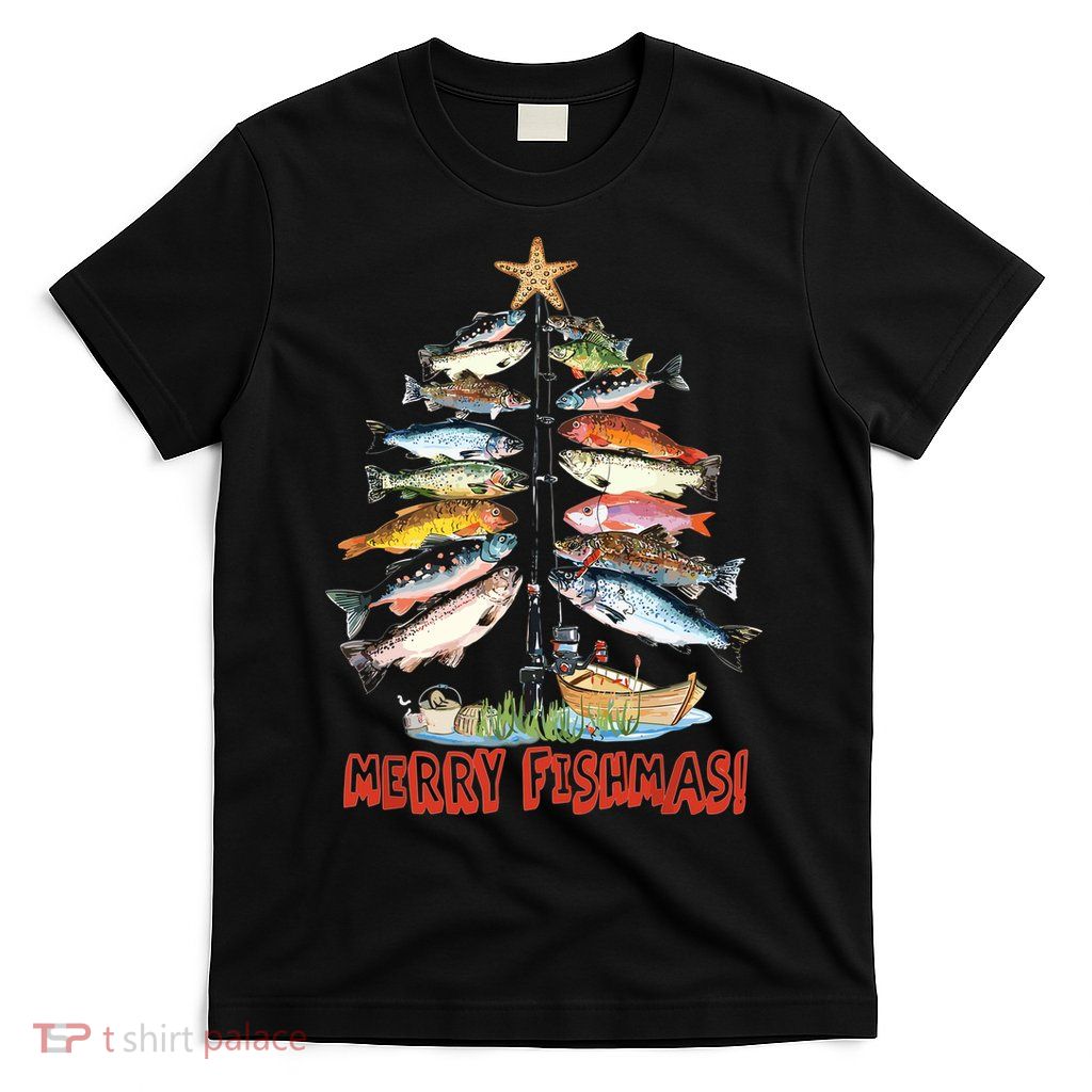 Merry Fishmas Christmas Tree Fish Funny Fishing T-Shirt