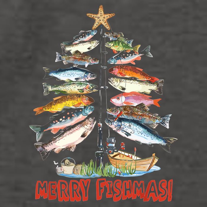 Merry Fishmas Christmas Tree Fish Funny Fishing Vector Backpack