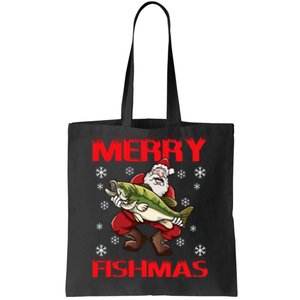 Merry Fishmas Christmas Fishing Fish Tote Bag