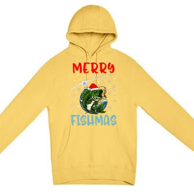 Merry Fishmas Christmas Fishing Holiday Premium Pullover Hoodie