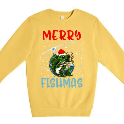 Merry Fishmas Christmas Fishing Holiday Premium Crewneck Sweatshirt