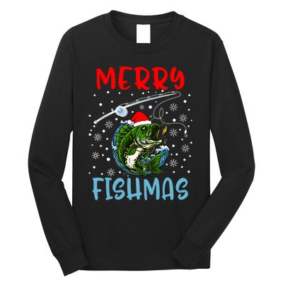 Merry Fishmas Christmas Fishing Holiday Long Sleeve Shirt