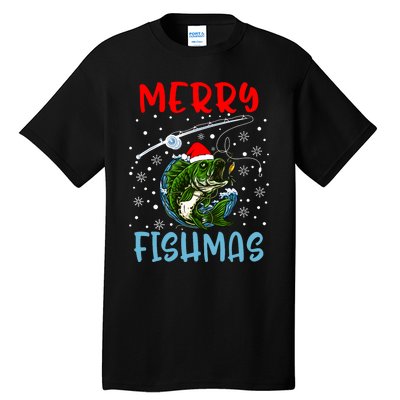 Merry Fishmas Christmas Fishing Holiday Tall T-Shirt