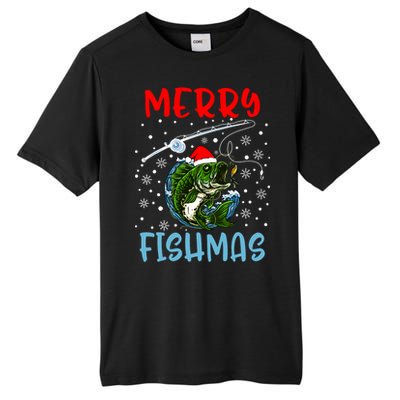 Merry Fishmas Christmas Fishing Holiday Tall Fusion ChromaSoft Performance T-Shirt