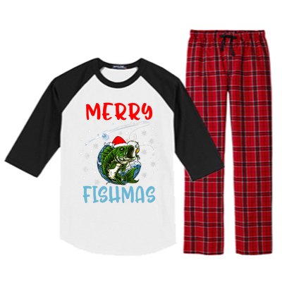 Merry Fishmas Christmas Fishing Holiday Raglan Sleeve Pajama Set