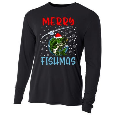 Merry Fishmas Christmas Fishing Holiday Cooling Performance Long Sleeve Crew