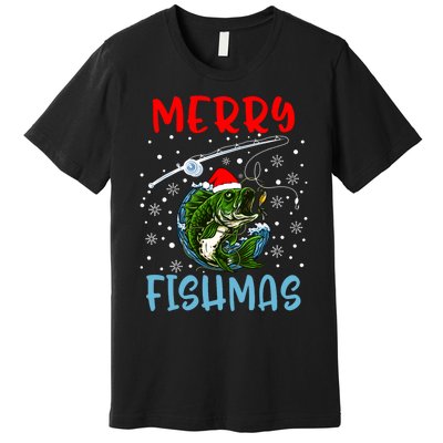 Merry Fishmas Christmas Fishing Holiday Premium T-Shirt