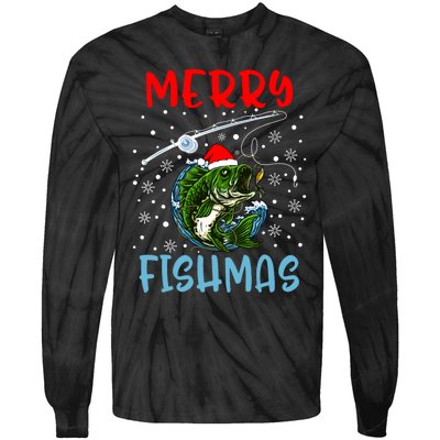 Merry Fishmas Christmas Fishing Holiday Tie-Dye Long Sleeve Shirt