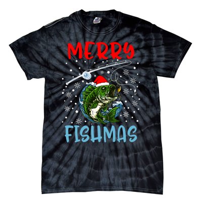 Merry Fishmas Christmas Fishing Holiday Tie-Dye T-Shirt