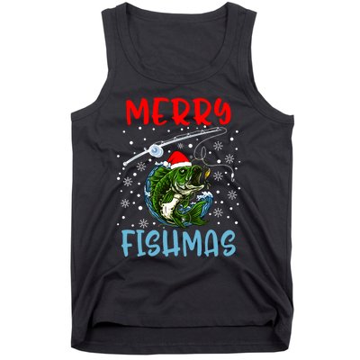 Merry Fishmas Christmas Fishing Holiday Tank Top