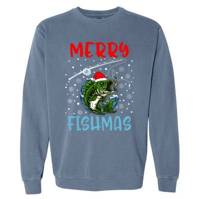 Merry Fishmas Christmas Fishing Holiday Garment-Dyed Sweatshirt