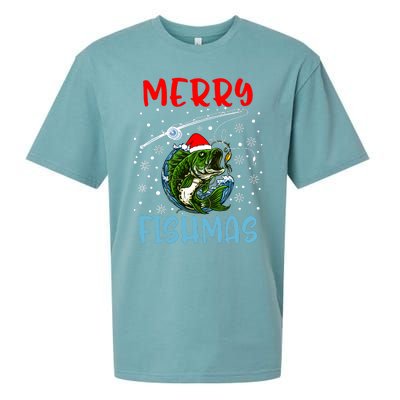 Merry Fishmas Christmas Fishing Holiday Sueded Cloud Jersey T-Shirt