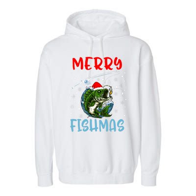 Merry Fishmas Christmas Fishing Holiday Garment-Dyed Fleece Hoodie