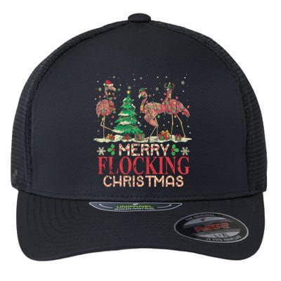 Merry Flocking Christmas Funny Lovely Flamingo Gift Flexfit Unipanel Trucker Cap