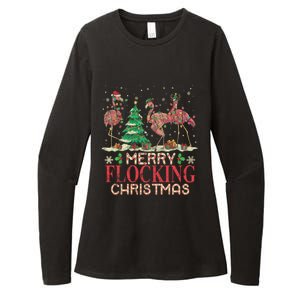 Merry Flocking Christmas Funny Lovely Flamingo Gift Womens CVC Long Sleeve Shirt