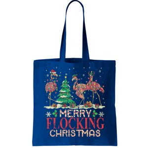 Merry Flocking Christmas Funny Lovely Flamingo Gift Tote Bag